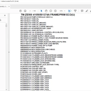 Tadano Crane TM-ZE500 41050501374A FRAME/PRIM ECO(U) Parts Manual - PDF DOWNLOAD