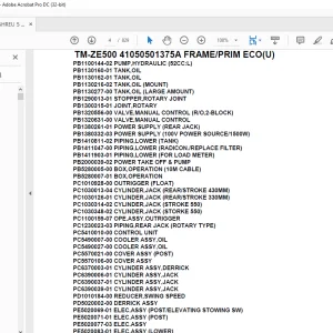 Tadano Crane TM-ZE500 41050501375A FRAME/PRIM ECO(U) Parts Manual-  PDF DOWNLOAD