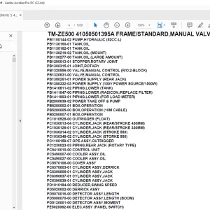 Tadano Crane TM-ZE500 41050501395A FRAME/STANDARD,MANUAL VALVE(U) Parts Manual - PDF DOWNLOAD