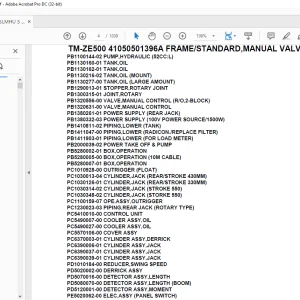 Tadano Crane TM-ZE500 41050501396A FRAME/STANDARD,MANUAL VALVE(U) Parts Manual - PDF DOWNLOAD