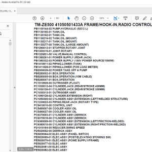 Tadano Crane TM-ZE500 41050501433A FRAME/HOOK-IN,RADIO CONTROL(U) Parts Manual - PDF DOWNLOAD