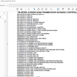 Tadano Crane TM-ZE500 41050501434A FRAME/HOOK-IN,RADIO CONTROL(U) Parts Manual  - PDF