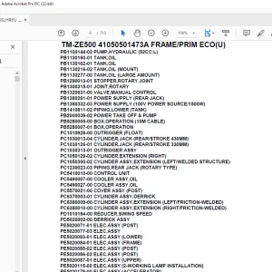 Tadano Crane TM-ZE500 41050501473A FRAME/PRIM ECO(U) Parts Manual - PDF DOWNLOAD