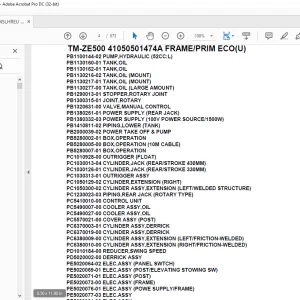 Tadano Crane TM-ZE500 41050501474A FRAME/PRIM ECO(U) Parts Manual - PDF DOWNLOAD