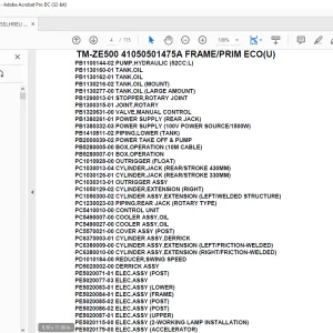 Tadano Crane TM-ZE500 41050501475A FRAME/PRIM ECO(U) Parts Manual - PDF DOWNLOAD