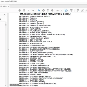 Tadano Crane TM-ZE500 41050501476A FRAME/PRIM ECO(U) Parts Manual - PDF DOWNLOAD