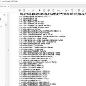 Tadano Crane TM-ZE500 41050501533A FRAME/POWER SLIDE,HOOK-IN,RADIO CONTRO Parts Manual - PDF DOWNLOAD
