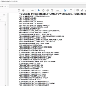 Tadano Crane TM-ZE500 41050501534A FRAME/POWER SLIDE,HOOK-IN,RADIO CONTRO Parts Manual - PDF