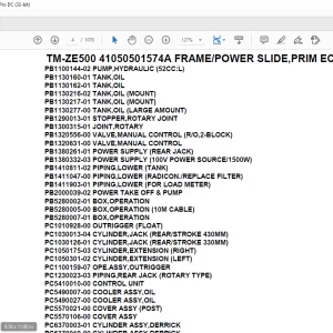 Tadano Crane TM-ZE500 41050501574A FRAME/POWER SLIDE,PRIM ECO Parts Manual - PDF DOWNLOAD