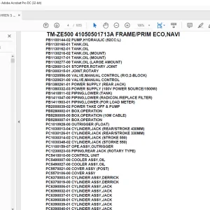 Tadano Crane TM-ZE500 41050501713A FRAME/PRIM ECO,NAVI Parts Manual - PDF DOWNLOAD