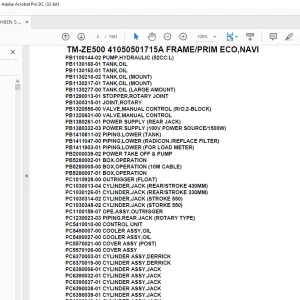 Tadano Crane TM-ZE500 41050501715A FRAME/PRIM ECO,NAVI Parts Manual - PDF DOWNLOAD