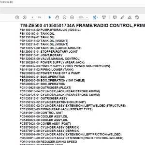 Tadano Crane TM-ZE500 41050501734A FRAME/RADIO CONTROL,PRIM ECO,NAVI Parts Manual - PDF DOWNLOAD