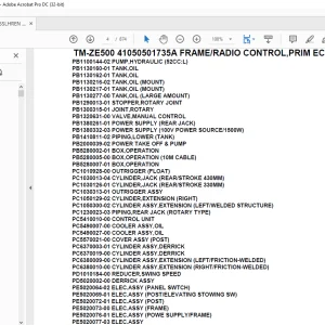 Tadano Crane TM-ZE500 41050501735A FRAME/RADIO CONTROL,PRIM ECO,NAVI Parts Manual - PDF DOWNLOAD
