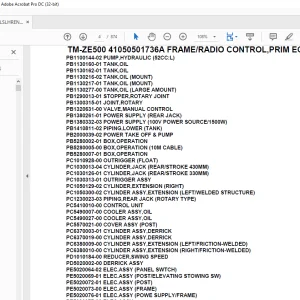 Tadano Crane TM-ZE500 41050501736A FRAME/RADIO CONTROL,PRIM ECO,NAVI Parts Manual - PDF DOWNLOAD
