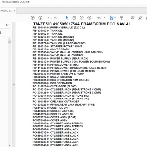 Tadano Crane TM-ZE500 41050501754A FRAME/PRIM ECO,NAVI-U Parts Manual - PDF DOWNLOAD