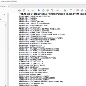 Tadano Crane TM-ZE500 41050501813A FRAME/POWER SLIDE,PRIM ECO,NAVI Parts Manual - PDF DOWNLOAD