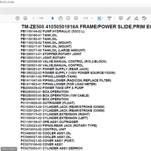 Tadano Crane TM-ZE500 41050501816A FRAME/POWER SLIDE,PRIM ECO,NAVI Parts Manual - PDF