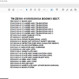Tadano Crane TM-ZE500 41050502003A BOOM3 SECT. Parts Manual - PDF DOWNLOAD