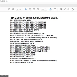 Tadano Crane TM-ZE500 41050502004A BOOM/4 SECT. Parts Manual  - PDF DOWNLOAD