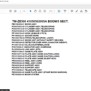 Tadano Crane TM-ZE500 41050502005A BOOM/5 SECT.Parts Manual - PDF DOWNLOAD