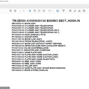Tadano Crane TM-ZE500 41050502013A BOOM3 SECT.,HOOK-IN Parts Manual  - PDF DOWNLOAD