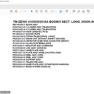 Tadano Crane TM-ZE500 41050502016A BOOM/5 SECT. LONG ,HOOK-IN Parts Manual - PDF DOWNLOAD