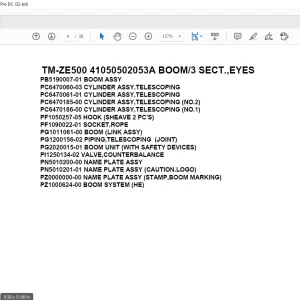 Tadano Crane TM-ZE500 41050502053A BOOM3 SECT.,EYES Parts Manual - PDF DOWNLOAD
