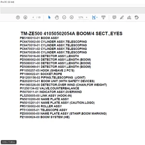 Tadano Crane TM-ZE500 41050502054A BOOM/4 SECT.,EYES Parts Manual - PDF DOWNLOAD