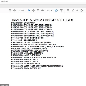 Tadano Crane TM-ZE500 41050502055A BOOM/5 SECT.,EYES Parts Manual - PDF DOWNLOAD