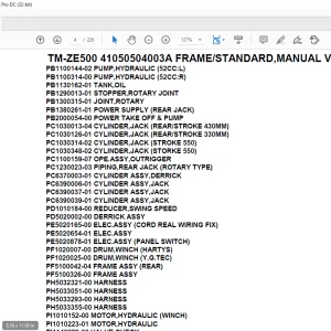 Tadano Crane TM-ZE500 41050504003A FRAME/STANDARD,MANUAL VALVE Parts Manual - PDF DOWNLOAD