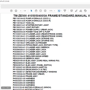 Tadano Crane TM-ZE500 41050504005A FRAME/STANDARD,MANUAL VALVE Parts Manual - PDF DOWNLOAD