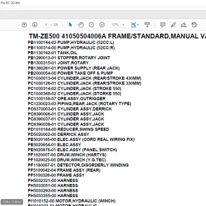 Tadano Crane TM-ZE500 41050504006A FRAME/STANDARD,MANUAL VALVE Parts Manual - PDF