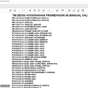 Tadano Crane TM-ZE500 41050504045A FRAME/HOOK-IN,MANUAL VALVE (G) Parts Manual - PDF