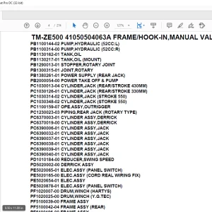 Tadano Crane TM-ZE500 41050504063A FRAME/HOOK-IN,MANUAL VALVE Parts Manual - PDF DOWNLOAD