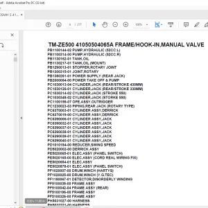 Tadano Crane TM-ZE500 41050504065A FRAME/HOOK-IN,MANUAL VALVE Parts Manual - PDF DOWNLOAD