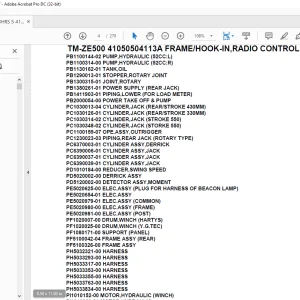 Tadano Crane TM-ZE500 41050504113A FRAME/HOOK-IN,RADIO CONTROL,SAFETY EYE Parts Manual - PDF
