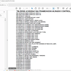 Tadano Crane TM-ZE500 41050504116A FRAME/HOOK-IN,RADIO CONTROL,SAFETY EYE Parts Manual - PDF