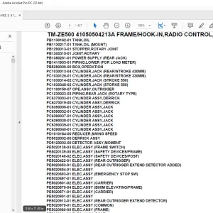Tadano Crane TM-ZE500 41050504213A FRAME/HOOK-IN,RADIO CONTROL,SAFETY EYE Parts Manual - PDF