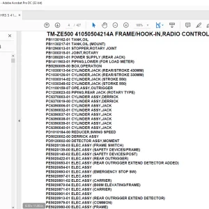 Tadano Crane TM-ZE500 41050504214A FRAME/HOOK-IN,RADIO CONTROL,SAFETY EYE Parts Manual - PDF