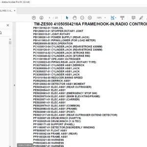 Tadano Crane TM-ZE500 41050504216A FRAME/HOOK-IN,RADIO CONTROL,SAFETY EYE Parts Manual - PDF