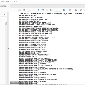 Tadano Crane TM-ZE500 41050504294A FRAME/HOOK-IN,RADIO CONTROL,SAFETY EYE Parts Manual - PDF