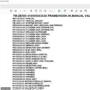 Tadano Crane TM-ZE500 41050504343A FRAME/HOOK-IN,MANUAL VALVE Parts Manual - PDF DOWNLOAD