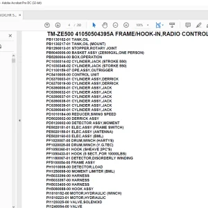 Tadano Crane TM-ZE500 41050504395A FRAME/HOOK-IN,RADIO CONTROL Parts Manual - PDF DOWNLOAD