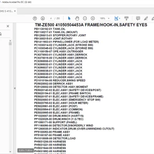 Tadano Crane TM-ZE500 41050504453A FRAME/HOOK-IN,SAFETY EYES Parts Manual - PDF DOWNLOAD