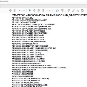 Tadano Crane TM-ZE500 41050504455A FRAME/HOOK-IN,SAFETY EYES Parts Manual - PDF DOWNLOAD