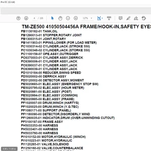 Tadano Crane TM-ZE500 41050504456A FRAME/HOOK-IN,SAFETY EYES Parts Manual - PDF DOWNLOAD