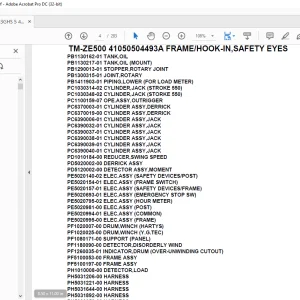 Tadano Crane TM-ZE500 41050504493A FRAME/HOOK-IN,SAFETY EYES Parts Manual - PDF DOWNLOAD