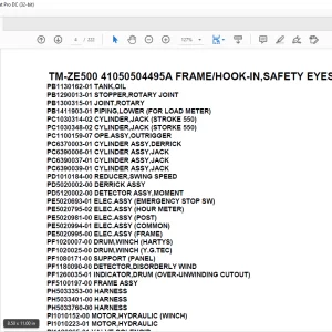 Tadano Crane TM-ZE500 41050504495A FRAME/HOOK-IN,SAFETY EYES Parts Manual - PDF DOWNLOAD