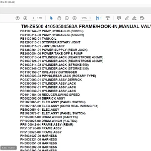 Tadano Crane TM-ZE500 41050504563A FRAME/HOOK-IN,MANUAL VALVE Parts Manual - PDF DOWNLOAD
