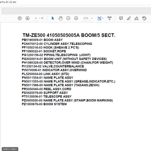 Tadano Crane TM-ZE500 41050505005A BOOM5 SECT. Parts Manual - PDF DOWNLOAD